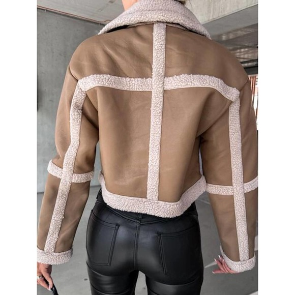 Vegan Leather Sherpa Moto Jacket - Picture 9 of 11